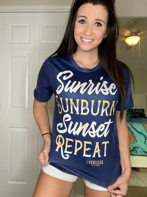 Sunrise Sunburn Sunset Repeat Women's Tee - Luckless Outfitters