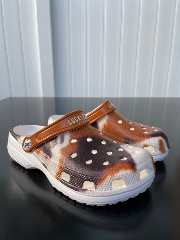 Realistic Cow Print Women's Cloggers