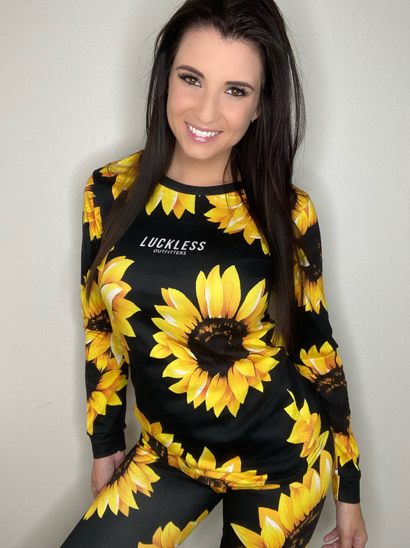 CRITICAL COTTON WOMEN'S PAJAMA SET | BLACK SUNFLOWER