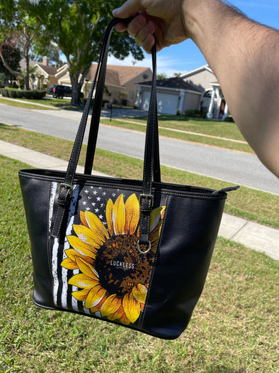 Patriotic Sunflower Leather Belt Tote Bag