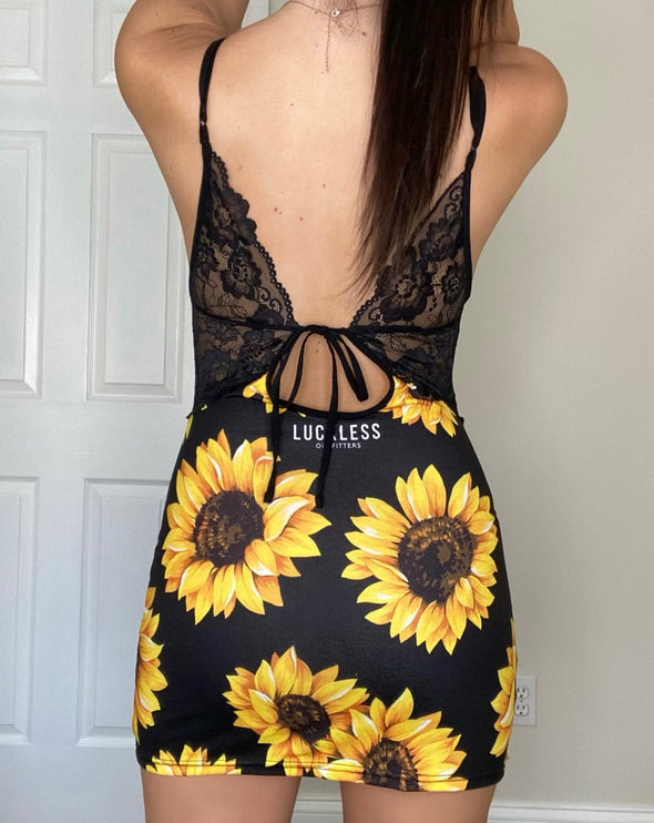 Sunflower Cami Top / Dress With Lace - Luckless Outfitters