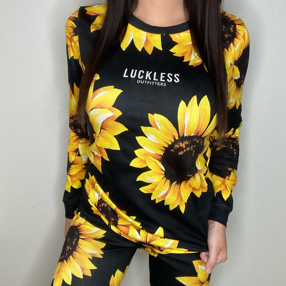 CRITICAL COTTON WOMEN'S PAJAMA SET | BLACK SUNFLOWER