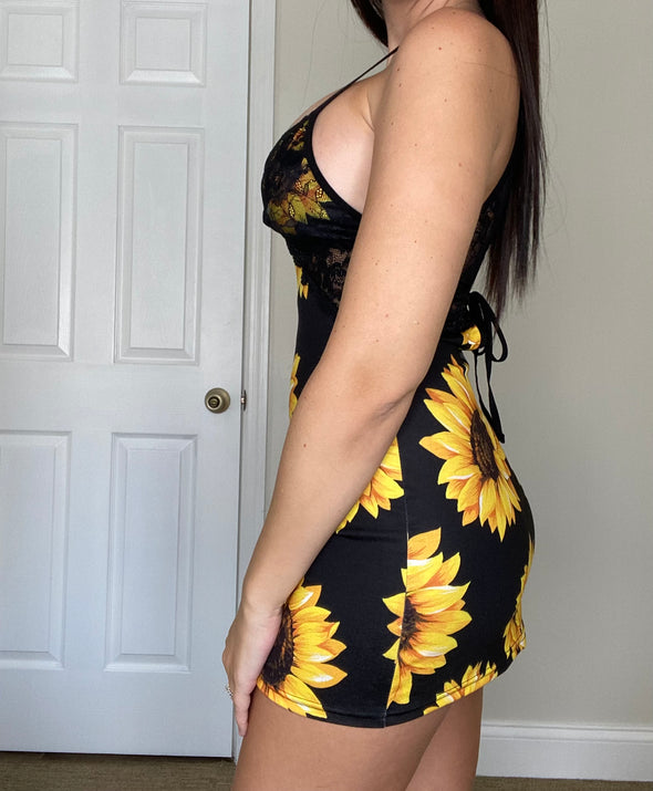 Sunflower Cami Top / Dress With Lace - Luckless Outfitters