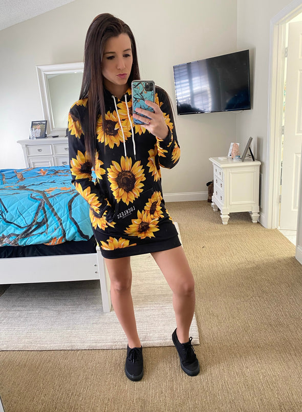 Sunflower Hoodie Dress - Luckless Outfitters