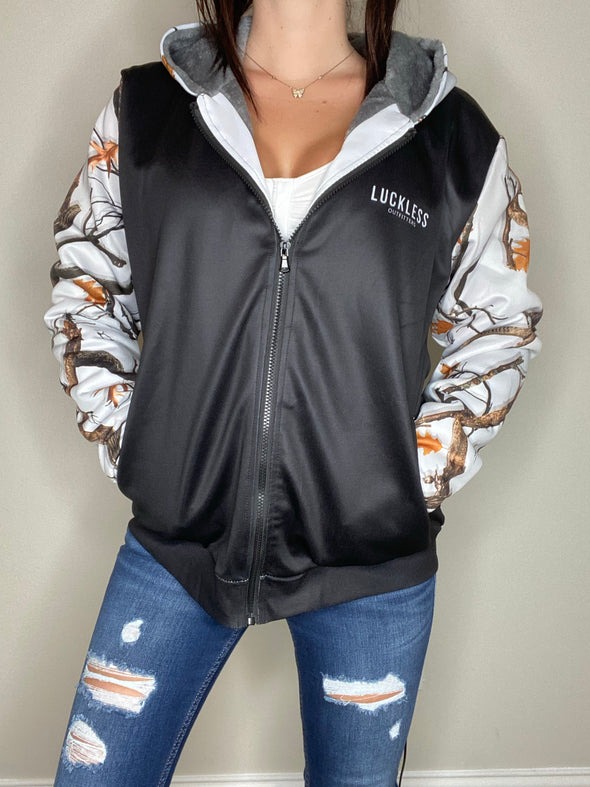 COTTON BLOSSOM CAMO HEAVY ZIP FLEECE HOODIE - Luckless Outfitters