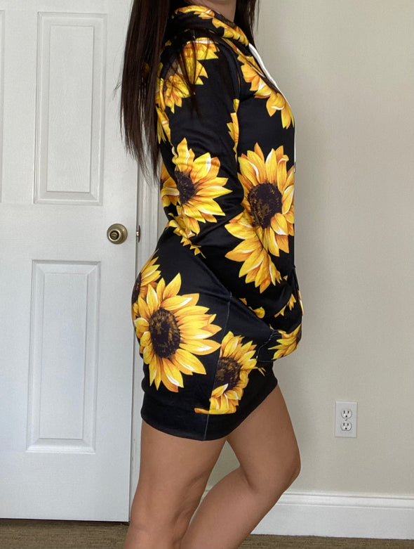 Sunflower Hoodie Dress - Luckless Outfitters