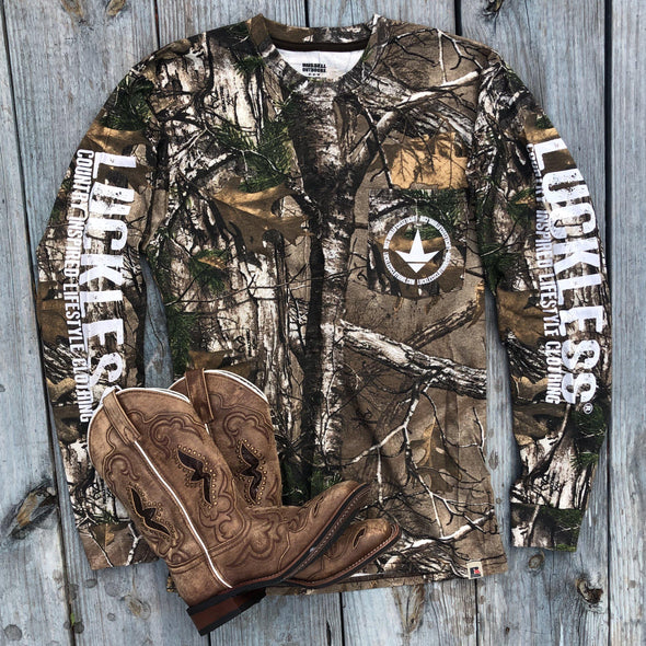 Realtree® Pocket Long Sleeve - Luckless Outfitters - Country - Apparel - Music - Clothing - Redneck - Girl - Women - www.lucklessclothing.com - Matt - Ford Parody - Concert - She Wants the D - Lets Get Dirty - Mud Run - Mudding - 