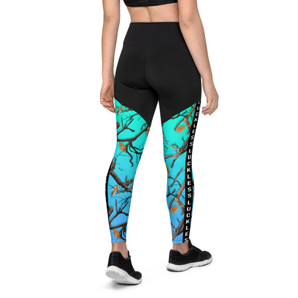 Darlin Camo Compression Leggings Aquamarine - Luckless Outfitters