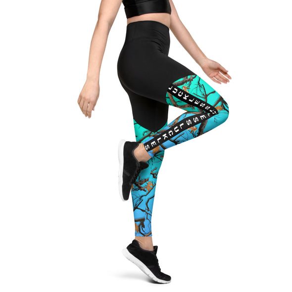 Darlin Camo Compression Leggings Aquamarine - Luckless Outfitters