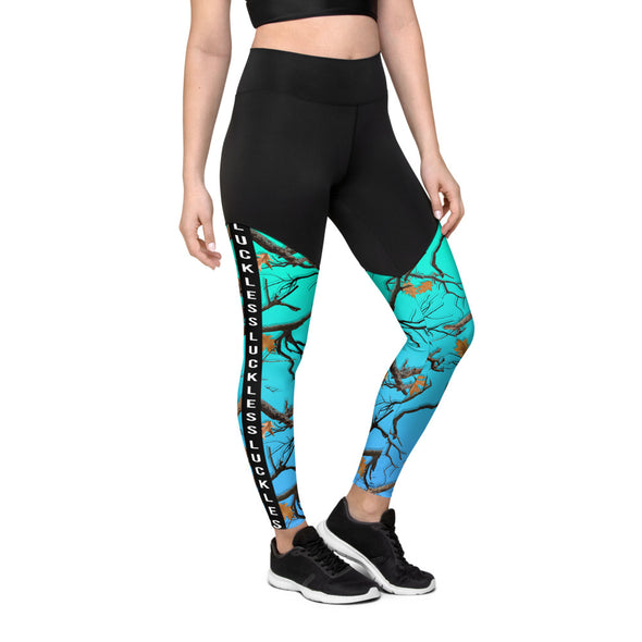 Darlin Camo Compression Leggings Aquamarine - Luckless Outfitters